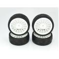 Ride 1/10 FWD Tires 24mm Pre-glued with 16 Spoke Wheel White